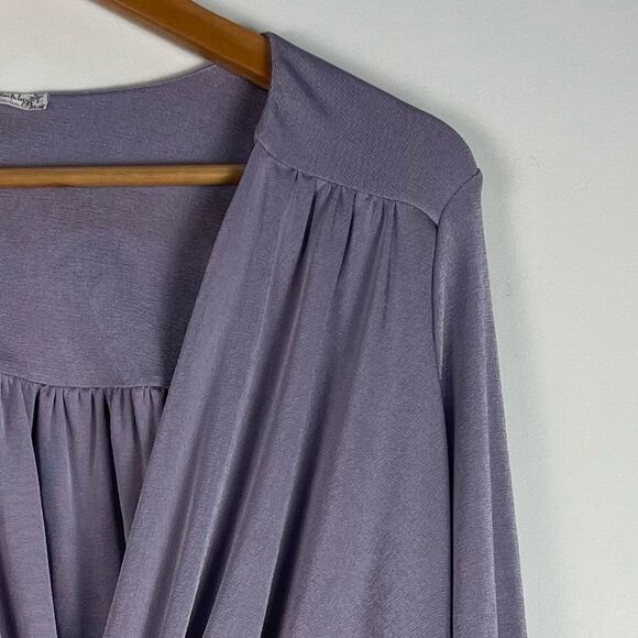 Intimately‎ Free People Turnt Bodysuit Long Sleeves Wrap Top Silver Mauve L NEW - Picture 7 of 14